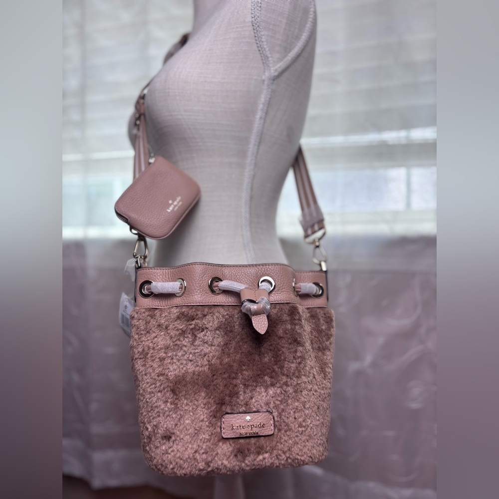 Kate Spade Mini “Rosie” Faux Fur Bucket Bag, NWT